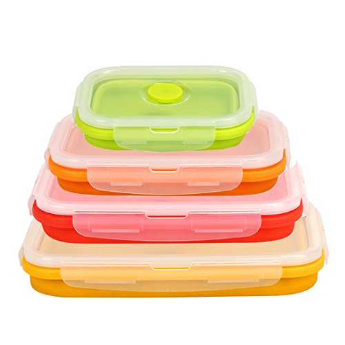 Dünne Behälter Faltbare Behälter Set von 4 Elegant Modisch Stapelbare Lebensmittelbehälter Silikon Faltbare Lunchbox Dünne Behälter Faltbare Behälter Set von 4 Elegant Modisch Stapelbare Lebensmittelbehälter Silikon Faltbare Lunchbox von Gaorui