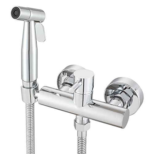 Gaosin Handbrause für Bidet, Warmwasser, Bidet, Handbrause, Shattaf, Badezimmer-Aufsatz für Toilette mit Messing, Warm- und Kaltmischventil, Wandmontage, Chrom von Gaosin