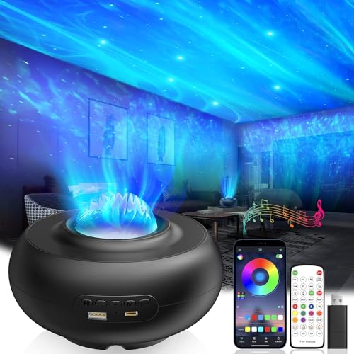 Gaoxun LED Sternenhimmel Projektor, RGBW Galaxy Sternenlicht Nachtlicht Ambiente, APP Steuerung/Bluetooth Lautsprecher Lampe, für Kinder Zimmer Party Raumdekoration Heimkino Geschenk (Schwarz) von Gaoxun