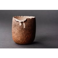 Keramiktasse - Keramikbecher Raue Tasse Taktile Gemütliche Latte Becher Kaffeetasse Natur Wohnkultur Kokosnuss Hygge Herbst Geschenk von GappasoCeramic