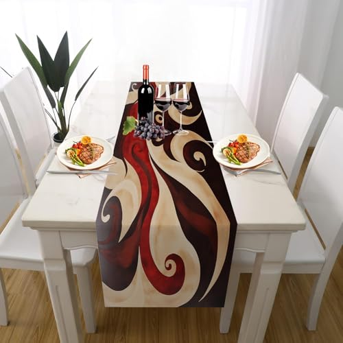 Abstrakt Wirbel Tischläufer Outdoor Hochzeitsdeko, Modern Welle Malerei Tintenspritzer Tischdeko Waschbar für Einschulung Deko Couchtisch Küche Esstisch Dekoration für Zuhause 30 x 180 cm von Gaqinhh