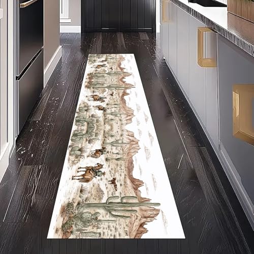 Amerikanischer Western Wüste Western Style Cowboy Teppich Läufer Flur Küche Waschbar Rutschfest 60x150 cm, Abenteuer Kaktus Teppiche für Bettumrandung Teppichläufer für Küchenläufer Eingangsbereich Amerikanischer Western Wüste Western Style Cowboy Teppich Läufer Flur Küche Waschbar Rutschfest 60x150 cm, Abenteuer Kaktus Teppiche für Bettumrandung Teppichläufer für Küchenläufer Eingangsbereich von Gaqinhh