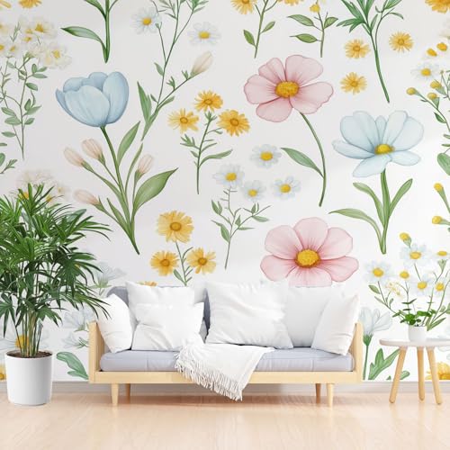 Aquarell Blumenwiese Vliestapete Abwaschbar, Gänseblümchen Blumen Fototapete 3d Effekt, Pastoral Blüten Tapete Badezimmer Wasserfest Wohnzimmer Kinderzimmer Tapeten Vliestapete 450 x 315 cm (B x H) Aquarell Blumenwiese Vliestapete Abwaschbar, Gänseblümchen Blumen Fototapete 3d Effekt, Pastoral Blüten Tapete Badezimmer Wasserfest Wohnzimmer Kinderzimmer Tapeten Vliestapete 450 x 315 cm (B x H) von Gaqinhh