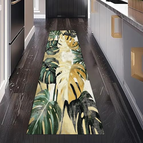 Aquarell Monstera-Blätter Teppich Läufer Flur Küche Waschbar Rutschfest 60x150 cm, Tropische Pflanzen Blatt Teppiche für Bettumrandung Schlafzimmer Teppichläufer für Küchenläufer Eingangsbereich Aquarell Monstera-Blätter Teppich Läufer Flur Küche Waschbar Rutschfest 60x150 cm, Tropische Pflanzen Blatt Teppiche für Bettumrandung Schlafzimmer Teppichläufer für Küchenläufer Eingangsbereich von Gaqinhh