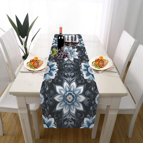 Barock Geblümt Tischläufer Einschulung Deko, Mandala Botanisch Vintage Blatt Tischläufer Waschbar für Sommerdeko Couchtisch Küche Esstisch Partydeko Dekoration für Zuhause 40 x 140 cm von Gaqinhh