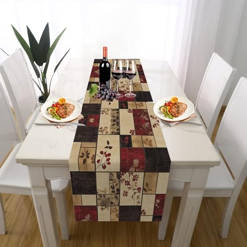Bauernhaus Patchwork Tischdeko Outdoor Sommer Deko, Rustikal Blumen Landhausstil Blatt Tischläufer Waschbar für Einschulung Deko Couchtisch Küche Esstisch Dekoration für Zuhause 33 x 183 cm Bauernhaus Patchwork Tischdeko Outdoor Sommer Deko, Rustikal Blumen Landhausstil Blatt Tischläufer Waschbar für Einschulung Deko Couchtisch Küche Esstisch Dekoration für Zuhause 33 x 183 cm von Gaqinhh