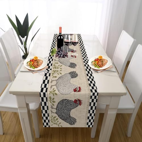 Bauernhaus Tiere Huhn Tischläufer Einschulung Deko, Vintage Kariert Blätter Tischdeko Waschbar Küche Tisch Dekoration Geburtstag Hochzeitsdeko 30x120cm Bauernhaus Tiere Huhn Tischläufer Einschulung Deko, Vintage Kariert Blätter Tischdeko Waschbar Küche Tisch Dekoration Geburtstag Hochzeitsdeko 30x120cm von Gaqinhh