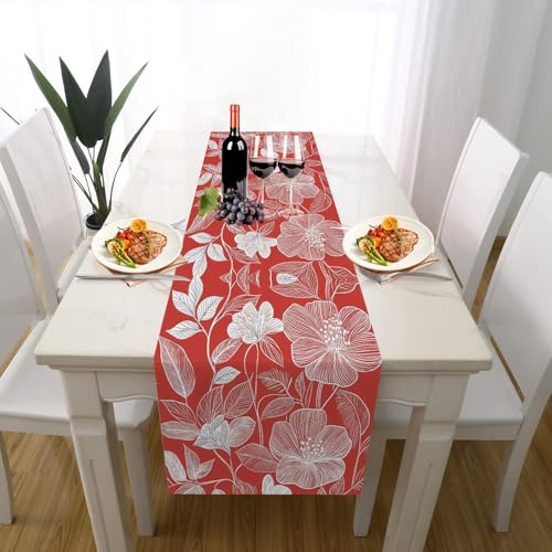 Blumen Hibiskusblüte Tischläufer Einschulung Deko, Botanisch Blatter Handgezeichnet Geblümt Tischläufer Waschbar für Sommerdeko Couchtisch Küche Esstisch Partydeko Dekoration für Zuhause 40 x 140 cm Blumen Hibiskusblüte Tischläufer Einschulung Deko, Botanisch Blatter Handgezeichnet Geblümt Tischläufer Waschbar für Sommerdeko Couchtisch Küche Esstisch Partydeko Dekoration für Zuhause 40 x 140 cm von Gaqinhh