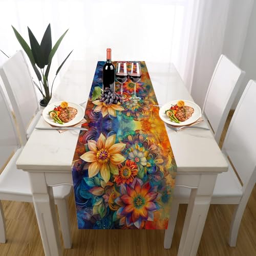 Blumenpflanzen Geblümt Tischläufer Einschulung Deko, Aquarell Botanisch Psychedelisch Malerei Tischdeko Waschbar Küche Tisch Dekoration Geburtstag Hochzeitsdeko 30x120cm Blumenpflanzen Geblümt Tischläufer Einschulung Deko, Aquarell Botanisch Psychedelisch Malerei Tischdeko Waschbar Küche Tisch Dekoration Geburtstag Hochzeitsdeko 30x120cm von Gaqinhh