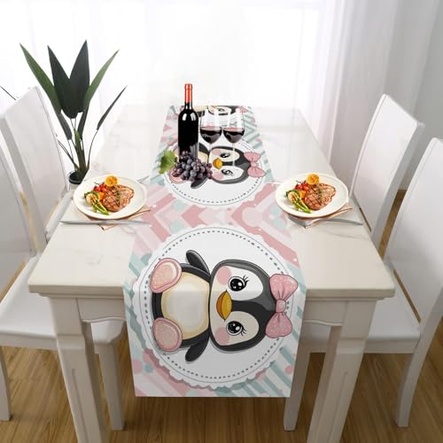 Cartoon Pinguin Tischläufer Sommer Waschbar, Niedlich Tier Süß Gestreift Tischläufer für Einschulung Deko Couchtisch Küche Esstischv Partydeko Dekoration für Zuhause 40 x 240 cm Cartoon Pinguin Tischläufer Sommer Waschbar, Niedlich Tier Süß Gestreift Tischläufer für Einschulung Deko Couchtisch Küche Esstischv Partydeko Dekoration für Zuhause 40 x 240 cm von Gaqinhh