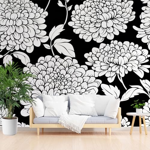 Chrysantheme Blumen Tapeten Wandtapete, Pflanzen Blüten Blätter Vliestapete Badezimmer Wasserfest, Schwarz Weiß Fototapete Schlafzimmer Kinderzimmer Wohnzimmer Abwaschbar Tapete 250 x 175 cm (B x H) Chrysantheme Blumen Tapeten Wandtapete, Pflanzen Blüten Blätter Vliestapete Badezimmer Wasserfest, Schwarz Weiß Fototapete Schlafzimmer Kinderzimmer Wohnzimmer Abwaschbar Tapete 250 x 175 cm (B x H) von Gaqinhh