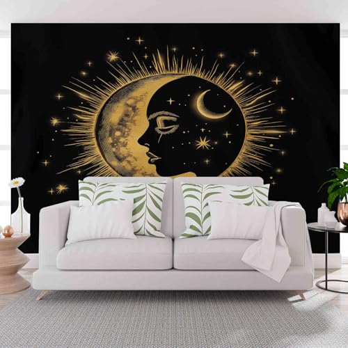 Europäischer mystischer Stil Tapete 3d Effekt 350 x 256 cm, Schwarz Tapete Wohnzimmer Badezimmer Wasserfest, Schlafzimmer Wohnzimmer Fototapete von Gaqinhh