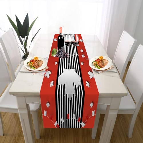 Flagge Ahornblatt Tischläufer Einschulung Deko, Patriotisch Streifenmuster Kanadisch Blatt Tischläufer Waschbar für Sommerdeko Couchtisch Küche Esstisch Partydeko Dekoration für Zuhause 40 x 140 cm Flagge Ahornblatt Tischläufer Einschulung Deko, Patriotisch Streifenmuster Kanadisch Blatt Tischläufer Waschbar für Sommerdeko Couchtisch Küche Esstisch Partydeko Dekoration für Zuhause 40 x 140 cm von Gaqinhh