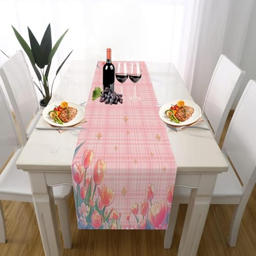 Frühling Tulpe Tischläufer Sommer Waschbar, Kariert Blume Niedlich Stern Tischläufer für Einschulung Deko Couchtisch Küche Esstischv Partydeko Dekoration für Zuhause 40 x 240 cm Frühling Tulpe Tischläufer Sommer Waschbar, Kariert Blume Niedlich Stern Tischläufer für Einschulung Deko Couchtisch Küche Esstischv Partydeko Dekoration für Zuhause 40 x 240 cm von Gaqinhh