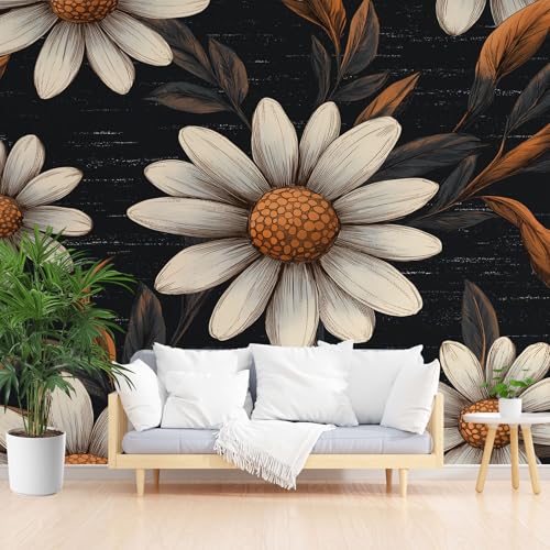 Gänseblümchen Blumen Vliestapete Abwaschbar, Retro Blüten Blätter Fototapete 3d Effekt, Floral Botanisch Tapete Badezimmer Wasserfest Wohnzimmer Kinderzimmer Tapeten Vliestapete 450 x 315 cm (B x H) Gänseblümchen Blumen Vliestapete Abwaschbar, Retro Blüten Blätter Fototapete 3d Effekt, Floral Botanisch Tapete Badezimmer Wasserfest Wohnzimmer Kinderzimmer Tapeten Vliestapete 450 x 315 cm (B x H) von Gaqinhh
