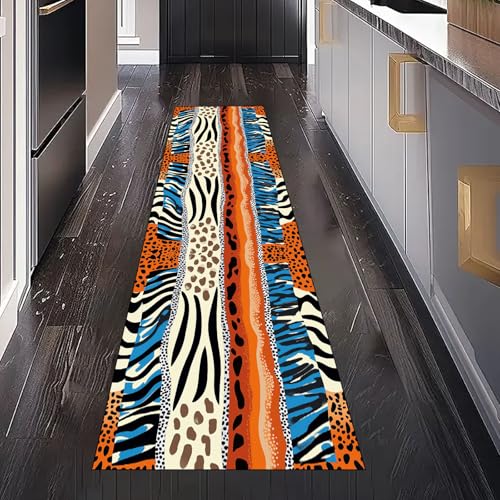 Gaqinhh Abstrakt Leopardenmuster Teppich Läufer Flur Küchenteppich Waschbar rutschfest 60x120 cm, Tiertexturen Spleißen Teppichläufer für Bettumrandung Schlafzimmer Küchenläufer Eingangsbereich von Gaqinhh