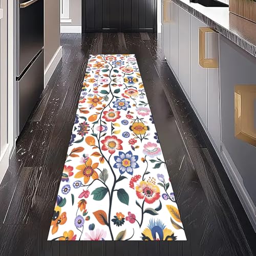 Gaqinhh Bunt Abstrakt Blumen Teppich Läufer Flur Küche Waschbar rutschfest 60x150 cm, Pastoral Botanische Floral Teppiche für Bettumrandung Schlafzimmer Teppichläufer für Küchenläufer Eingangsbereich Gaqinhh Bunt Abstrakt Blumen Teppich Läufer Flur Küche Waschbar rutschfest 60x150 cm, Pastoral Botanische Floral Teppiche für Bettumrandung Schlafzimmer Teppichläufer für Küchenläufer Eingangsbereich von Gaqinhh