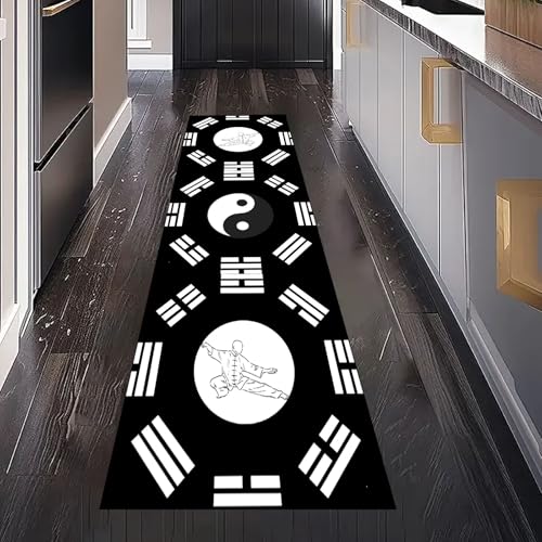 Gaqinhh Chinesische Bagua-Formation Teppichläufer Waschbar rutschfest 60x180 cm, Traditionell Tai Chi Küchenteppich Teppich Bettumrandung Schlafzimmer für Flur Eingangsbereich Wohnzimmer Teppiche von Gaqinhh