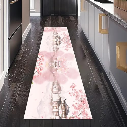 Gaqinhh Chinesische Tuschemalerei Teppich Läufer Flur Küchenteppich Waschbar rutschfest 60x120 cm, Vintage Architektur Blumen Teppichläufer für Bettumrandung Schlafzimmer Küchenläufer Eingangsbereich Gaqinhh Chinesische Tuschemalerei Teppich Läufer Flur Küchenteppich Waschbar rutschfest 60x120 cm, Vintage Architektur Blumen Teppichläufer für Bettumrandung Schlafzimmer Küchenläufer Eingangsbereich von Gaqinhh