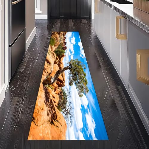 Gaqinhh Felsen Bäume Teppich Läufer Flur Küche Waschbar rutschfest 60x150 cm, Natur Landschaft Teppiche für Bettumrandung Schlafzimmer Teppichläufer für Küchenläufer Eingangsbereich Gaqinhh Felsen Bäume Teppich Läufer Flur Küche Waschbar rutschfest 60x150 cm, Natur Landschaft Teppiche für Bettumrandung Schlafzimmer Teppichläufer für Küchenläufer Eingangsbereich von Gaqinhh