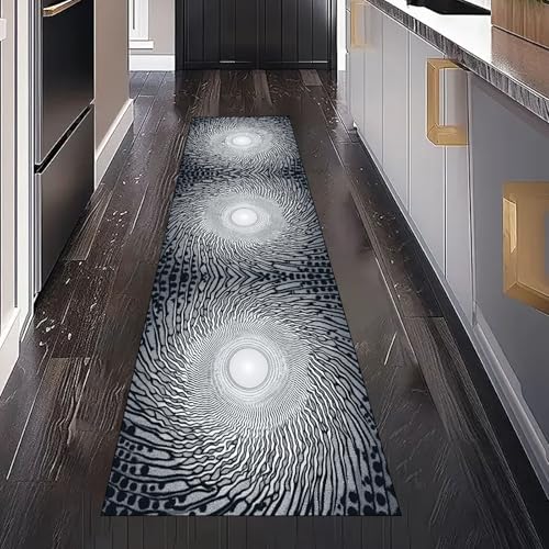 Gaqinhh Geometrischer Kreis Teppich Läufer für Schlafzimmer Wohnzimmer, Modern Abstrakt Kunst Teppichläufer Waschbar rutschfest für Küche Flur Eingangsbereich Bettumrandung Teppiche 60x240 cm von Gaqinhh