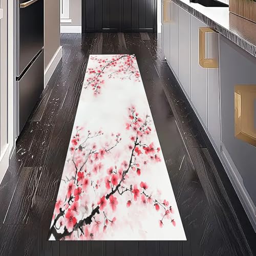 Gaqinhh Kirschblüten Blumen Teppichläufer Küchenteppich Waschbar rutschfest, Chinesischer Tuschemalerei Teppich Läufer Flur für Bettumrandung Schlafzimmer Eingangsbereich Wohnzimmer 80x250 cm Gaqinhh Kirschblüten Blumen Teppichläufer Küchenteppich Waschbar rutschfest, Chinesischer Tuschemalerei Teppich Läufer Flur für Bettumrandung Schlafzimmer Eingangsbereich Wohnzimmer 80x250 cm von Gaqinhh