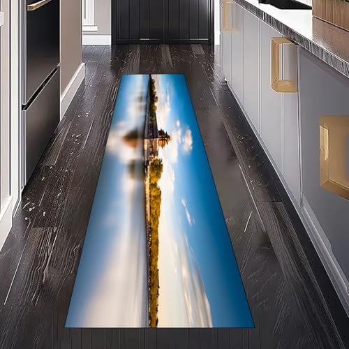 Gaqinhh Natur Scenery Teppichläufer Waschbar rutschfest 60x180 cm, Orientalisch Architektur Küchenteppich Teppich Bettumrandung Schlafzimmer für Flur Eingangsbereich Wohnzimmer Teppiche von Gaqinhh