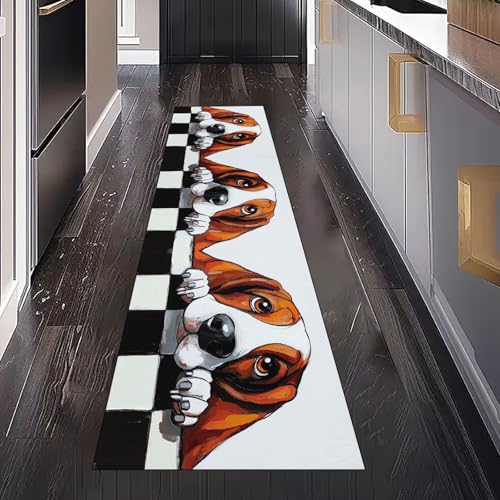 Gaqinhh Niedlich Hund Teppich Läufer Flur Küche Waschbar rutschfest 80x300 cm, Karikatur Hund Plaid Teppichläufer für küchenteppich Eingangsbereich Bettumrandung Schlafzimmer Wohnzimmer Gaqinhh Niedlich Hund Teppich Läufer Flur Küche Waschbar rutschfest 80x300 cm, Karikatur Hund Plaid Teppichläufer für küchenteppich Eingangsbereich Bettumrandung Schlafzimmer Wohnzimmer von Gaqinhh