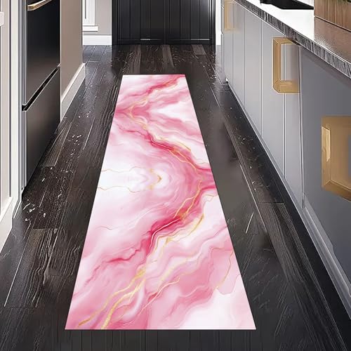 Gaqinhh Rosa Marmor Optik Teppich Läufer Flur Küche Waschbar rutschfest 60x150 cm, Moderne Ästhetik Kunst Teppiche für Bettumrandung Schlafzimmer Teppichläufer für Küchenläufer Eingangsbereich Gaqinhh Rosa Marmor Optik Teppich Läufer Flur Küche Waschbar rutschfest 60x150 cm, Moderne Ästhetik Kunst Teppiche für Bettumrandung Schlafzimmer Teppichläufer für Küchenläufer Eingangsbereich von Gaqinhh