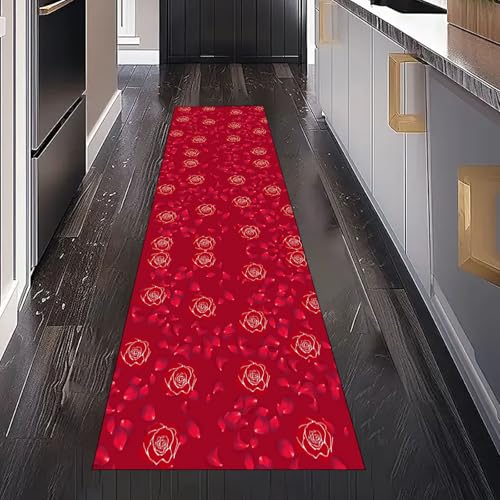 Gaqinhh Rose Blumen Teppich Läufer für Schlafzimmer Wohnzimmer, Valentinstag Romantisch Blütenblatt Teppichläufer Waschbar rutschfest für Küche Flur Eingangsbereich Bettumrandung Teppiche 60x240 cm Gaqinhh Rose Blumen Teppich Läufer für Schlafzimmer Wohnzimmer, Valentinstag Romantisch Blütenblatt Teppichläufer Waschbar rutschfest für Küche Flur Eingangsbereich Bettumrandung Teppiche 60x240 cm von Gaqinhh