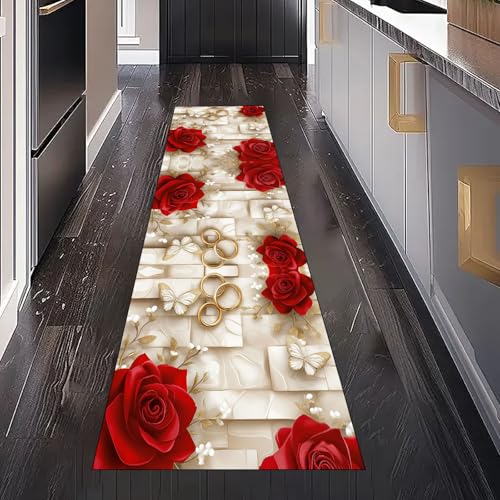 Gaqinhh Schmetterling Rose Blumen Teppichläufer Küchenteppich Waschbar rutschfest 80x150 cm, Romantisch Floral Teppich für Bettumrandung Schlafzimmer Flur Eingangsbereich Wohnzimmer Küche Gaqinhh Schmetterling Rose Blumen Teppichläufer Küchenteppich Waschbar rutschfest 80x150 cm, Romantisch Floral Teppich für Bettumrandung Schlafzimmer Flur Eingangsbereich Wohnzimmer Küche von Gaqinhh