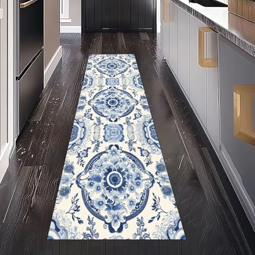 Gaqinhh Vintage Bohemian Blumen Teppich Läufer Flur Küchenteppich Waschbar rutschfest 60x120 cm, Orientalische Kunst Teppichläufer für Bettumrandung Schlafzimmer Küchenläufer Eingangsbereich Gaqinhh Vintage Bohemian Blumen Teppich Läufer Flur Küchenteppich Waschbar rutschfest 60x120 cm, Orientalische Kunst Teppichläufer für Bettumrandung Schlafzimmer Küchenläufer Eingangsbereich von Gaqinhh