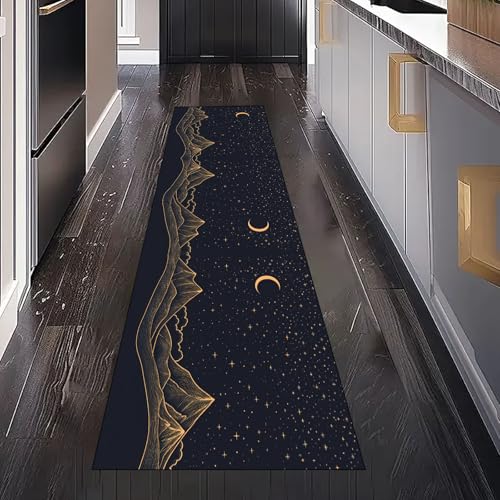 Gebirge Natur Landschaft Teppich Läufer Flur Küche Waschbar rutschfest 60x150 cm, Fantasie Sternenhimmel Mond Teppiche für Bettumrandung Schlafzimmer Teppichläufer für Küchenläufer Eingangsbereich Gebirge Natur Landschaft Teppich Läufer Flur Küche Waschbar rutschfest 60x150 cm, Fantasie Sternenhimmel Mond Teppiche für Bettumrandung Schlafzimmer Teppichläufer für Küchenläufer Eingangsbereich von Gaqinhh
