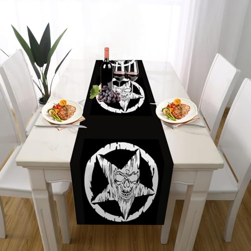 Gothic Schädel Tischdeko Outdoor Sommer Deko, Horror Pentagramm Unheimlich Stern Tischläufer Waschbar für Einschulung Deko Couchtisch Küche Esstisch Dekoration für Zuhause 33 x 183 cm Gothic Schädel Tischdeko Outdoor Sommer Deko, Horror Pentagramm Unheimlich Stern Tischläufer Waschbar für Einschulung Deko Couchtisch Küche Esstisch Dekoration für Zuhause 33 x 183 cm von Gaqinhh