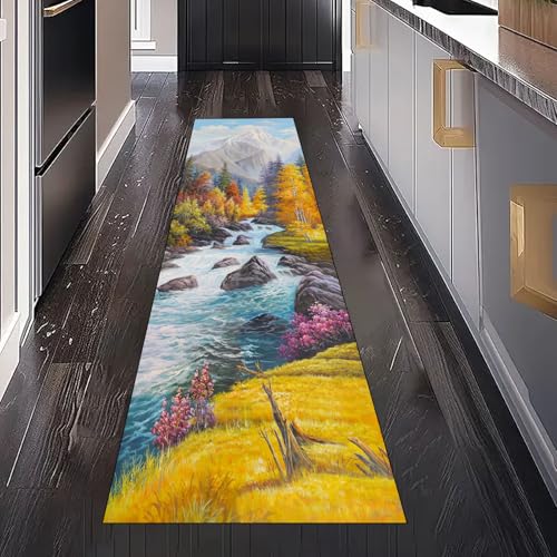 Herbst Wald Landschaft Teppich Läufer Flur Küche Waschbar rutschfest 80x300 cm, Natur Fluss Gebirge Dschungel Teppichläufer für küchenteppich Eingangsbereich Bettumrandung Schlafzimmer Wohnzimmer Herbst Wald Landschaft Teppich Läufer Flur Küche Waschbar rutschfest 80x300 cm, Natur Fluss Gebirge Dschungel Teppichläufer für küchenteppich Eingangsbereich Bettumrandung Schlafzimmer Wohnzimmer von Gaqinhh