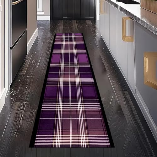 Karierte Plaid Teppich Läufer Flur Küche Waschbar Rutschfest 80x300 cm, Traditionell Streifen Modern Muster Teppichläufer für küchenteppich Eingangsbereich Bettumrandung Schlafzimmer Wohnzimmer Karierte Plaid Teppich Läufer Flur Küche Waschbar Rutschfest 80x300 cm, Traditionell Streifen Modern Muster Teppichläufer für küchenteppich Eingangsbereich Bettumrandung Schlafzimmer Wohnzimmer von Gaqinhh