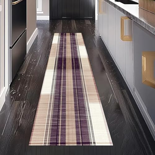 Karierte Streifenmuster Teppich Läufer Flur Küche Waschbar Rutschfest 80x300 cm, Plaid Linie Geometrie Quadrat Teppichläufer für küchenteppich Eingangsbereich Bettumrandung Schlafzimmer Wohnzimmer Karierte Streifenmuster Teppich Läufer Flur Küche Waschbar Rutschfest 80x300 cm, Plaid Linie Geometrie Quadrat Teppichläufer für küchenteppich Eingangsbereich Bettumrandung Schlafzimmer Wohnzimmer von Gaqinhh