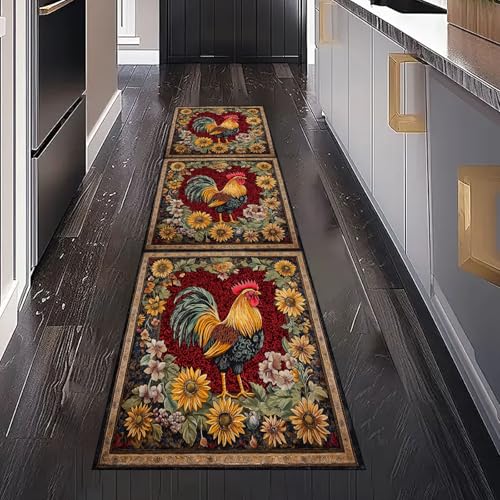 Landhausstil Hahn Bauernhaus Huhn Teppichläufer Küchenteppich Waschbar Rutschfest, Blumenpflanzen Sonnenblume Teppich Läufer Flur für Bettumrandung Schlafzimmer Eingangsbereich Wohnzimmer 80x250 cm Landhausstil Hahn Bauernhaus Huhn Teppichläufer Küchenteppich Waschbar Rutschfest, Blumenpflanzen Sonnenblume Teppich Läufer Flur für Bettumrandung Schlafzimmer Eingangsbereich Wohnzimmer 80x250 cm von Gaqinhh
