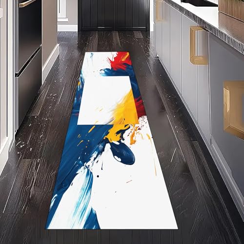 Malerei Tintenspritzer Teppich Läufer Flur Küche Waschbar Rutschfest 60x150 cm, Abstrakt Farbe Graffiti Rauch Teppiche für Bettumrandung Schlafzimmer Teppichläufer für Küchenläufer Eingangsbereich Malerei Tintenspritzer Teppich Läufer Flur Küche Waschbar Rutschfest 60x150 cm, Abstrakt Farbe Graffiti Rauch Teppiche für Bettumrandung Schlafzimmer Teppichläufer für Küchenläufer Eingangsbereich von Gaqinhh