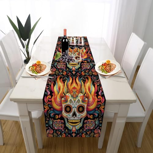 Mexiko Zuckerschädel Tischläufer Outdoor Hochzeitsdeko, Bunt Totenkopf Blumen Tischdeko Waschbar für Einschulung Deko Couchtisch Küche Esstisch Dekoration für Zuhause 30 x 180 cm Mexiko Zuckerschädel Tischläufer Outdoor Hochzeitsdeko, Bunt Totenkopf Blumen Tischdeko Waschbar für Einschulung Deko Couchtisch Küche Esstisch Dekoration für Zuhause 30 x 180 cm von Gaqinhh