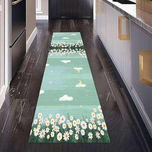 Natürliche Landschaft Gänseblümchen Teppichläufer Waschbar Rutschfest 60x180 cm, Pastoral Wolke Landschaft Blume Küchenteppich Teppich Bettumrandung für Flur Eingangsbereich Wohnzimmer Teppiche Natürliche Landschaft Gänseblümchen Teppichläufer Waschbar Rutschfest 60x180 cm, Pastoral Wolke Landschaft Blume Küchenteppich Teppich Bettumrandung für Flur Eingangsbereich Wohnzimmer Teppiche von Gaqinhh