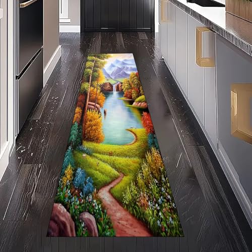 Natur Fluss Gebirge Dschungel Teppich Läufer Flur Küchenteppich Waschbar rutschfest 60x120 cm, Wald Wasserfall Landschaft Teppichläufer für Bettumrandung Schlafzimmer Küchenläufer Eingangsbereich Natur Fluss Gebirge Dschungel Teppich Läufer Flur Küchenteppich Waschbar rutschfest 60x120 cm, Wald Wasserfall Landschaft Teppichläufer für Bettumrandung Schlafzimmer Küchenläufer Eingangsbereich von Gaqinhh