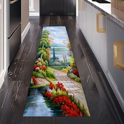 Natur Wald Landschaft Teppich Läufer Flur Küche Waschbar rutschfest 80x300 cm, Dschungel Fluss Gebirge Teppichläufer für küchenteppich Eingangsbereich Bettumrandung Schlafzimmer Wohnzimmer Natur Wald Landschaft Teppich Läufer Flur Küche Waschbar rutschfest 80x300 cm, Dschungel Fluss Gebirge Teppichläufer für küchenteppich Eingangsbereich Bettumrandung Schlafzimmer Wohnzimmer von Gaqinhh