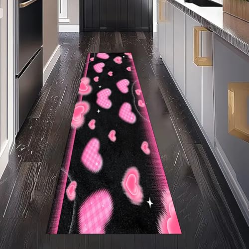 Niedlich Herz Teppich Läufer Flur Küche Waschbar rutschfest 80x300 cm, Liebe Plaid Rosa Gepunktet Teppichläufer für küchenteppich Eingangsbereich Bettumrandung Schlafzimmer Wohnzimmer Niedlich Herz Teppich Läufer Flur Küche Waschbar rutschfest 80x300 cm, Liebe Plaid Rosa Gepunktet Teppichläufer für küchenteppich Eingangsbereich Bettumrandung Schlafzimmer Wohnzimmer von Gaqinhh