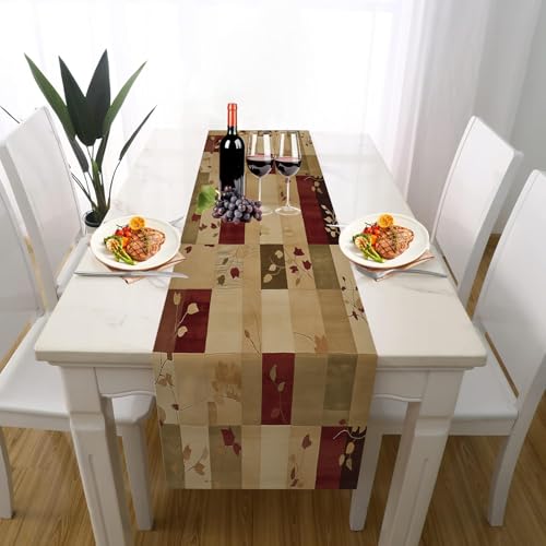 Patchwork Quadrat Tischläufer Einschulung Deko, Geometrisch Blatt Modern Farbblock Tischläufer Waschbar für Sommerdeko Couchtisch Küche Esstisch Partydeko Dekoration für Zuhause 40 x 140 cm von Gaqinhh