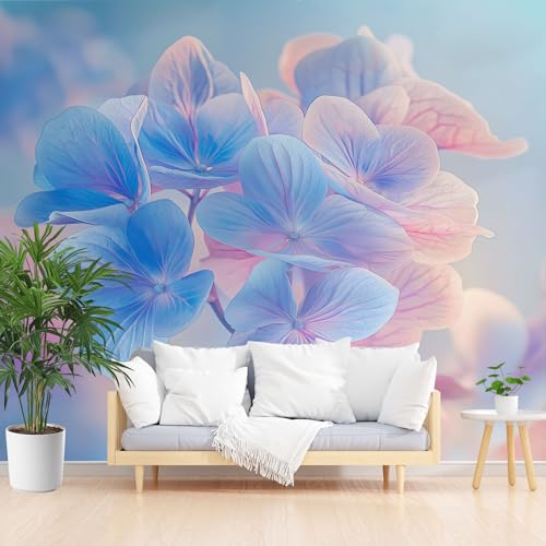 Phalaenopsis Blumen Fototapete Wohnzimmer, Blau Floral Tapete Abwaschbare, Pastoral Blüten Vliestapete Schlafzimmer Kinderzimmer Küche 3D Tapete Wasserfest 400 x 280 cm (B x H) von Gaqinhh