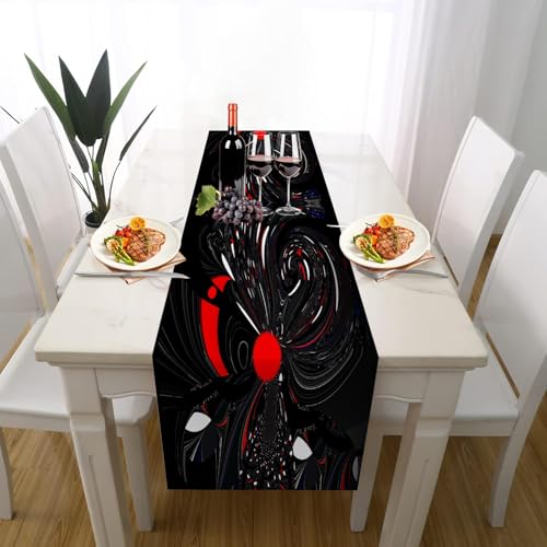 Psychedelisch Vortex Illusion Tischläufer Outdoor Hochzeitsdeko, Modern Tintenspritzer Illusion Rauch Tischdeko Waschbar für Einschulung Deko Couchtisch Esstisch Dekoration für Zuhause 30 x 180 cm von Gaqinhh