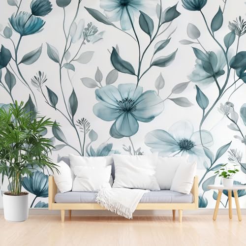 Retro Blumen Fototapete 3d Effekt, Aquarell Boho Blüten Wandtapete Wasserfest, Pastoral Blumenmuster Vliestapete Kinderzimmer Mädchen Jungen Wohnzimmer Abwaschbar Tapete 300 x 210 cm (B x H) von Gaqinhh