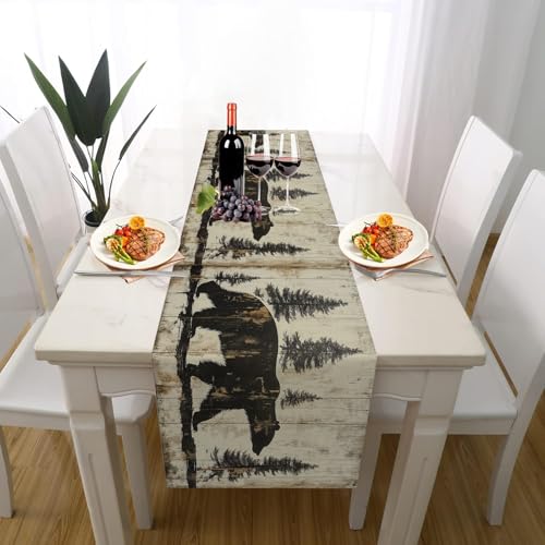 Rustikaler Bär Tischläufer Sommer Waschbar, Waldlandschaft Kiefer Hütte Wildtiere Tischläufer für Einschulung Deko Couchtisch Küche Esstischv Partydeko Dekoration für Zuhause 40 x 240 cm Rustikaler Bär Tischläufer Sommer Waschbar, Waldlandschaft Kiefer Hütte Wildtiere Tischläufer für Einschulung Deko Couchtisch Küche Esstischv Partydeko Dekoration für Zuhause 40 x 240 cm von Gaqinhh