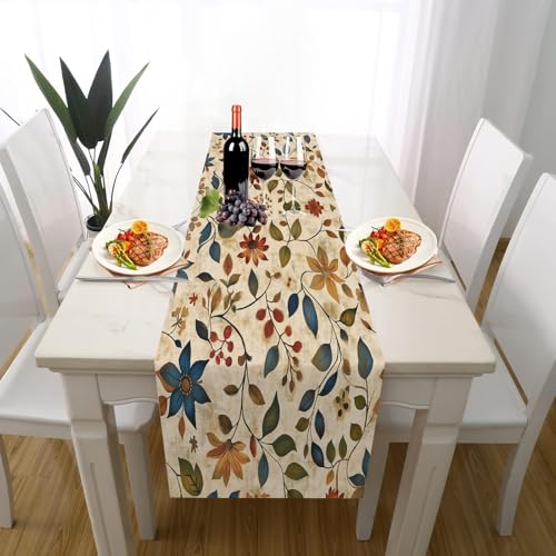 Rustikaler Blume Tischläufer Einschulung Deko, Landhausstil Blatt Vintage Laub Tischläufer Waschbar für Sommerdeko Couchtisch Küche Esstisch Partydeko Dekoration für Zuhause 40 x 140 cm Rustikaler Blume Tischläufer Einschulung Deko, Landhausstil Blatt Vintage Laub Tischläufer Waschbar für Sommerdeko Couchtisch Küche Esstisch Partydeko Dekoration für Zuhause 40 x 140 cm von Gaqinhh